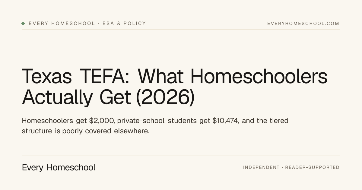 Texas TEFA 2026: What Homeschool Families Actually Get